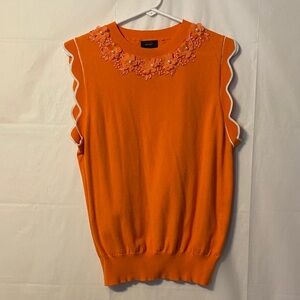Ontwelfth Embellished Orange Sleeveless Sweater Top. Fits like a medium.